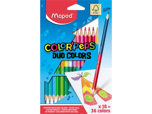 kleurpotlood Color'Peps Duo, blister met 18 stuks