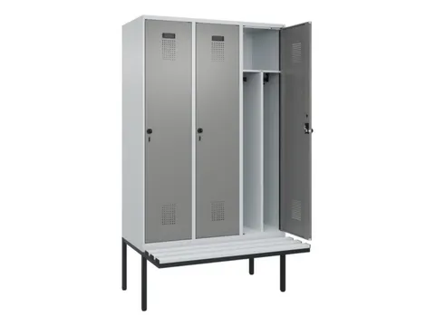 locker met bank,voor scheiding van kleding,HxBxD 2120x1200x815mm,3vak