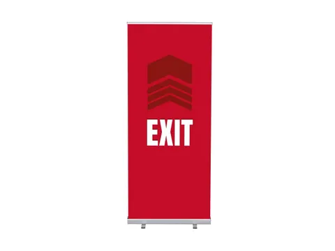 Roll-Banner 85x200 complete set met print "EXIT" Rood