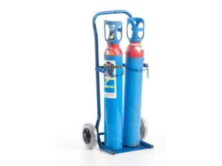 Flessenkar,draagverm. 100kg,2x10l fles,m. ketting,RAL5010,TPE-banden - 11
