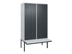PBM-locker met bank,HxBxD 2120x1200x815mm,4vak,vak B 300mm,cil.-slot