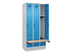 locker met bank,HxBxD 1950x900x815mm,3vak,vak B 300mm,draaigrendel