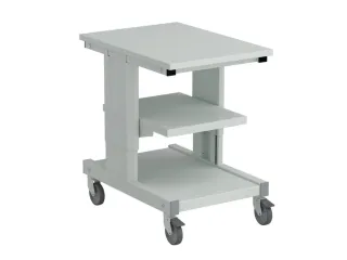 bijzettafel,HxBxD 650-900x500x700mm,blad grijs,RAL7035,2legborden - 2