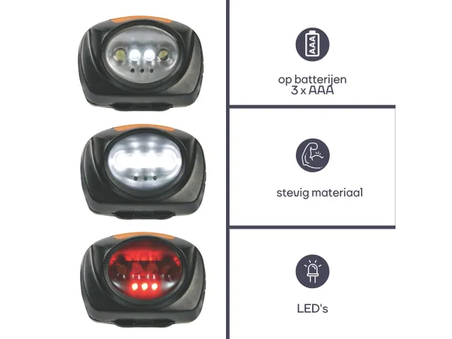 Lampe Frontale 2 En 1 À 4 Led Blanches Et 3 Led Rouges