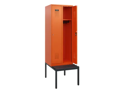 locker met bank,HxBxD 1950x600x815mm,2vak,vak B 300mm,cilinderslot