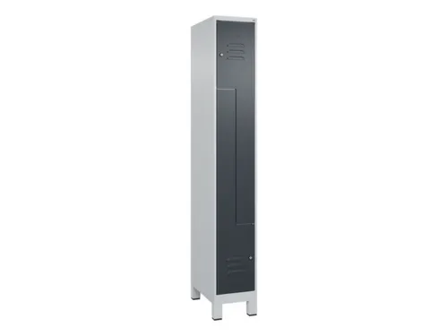 Z-garderobekast,HxBxD 1950x300x500mm,vak B 150/300mm,cil.-slot,voeten