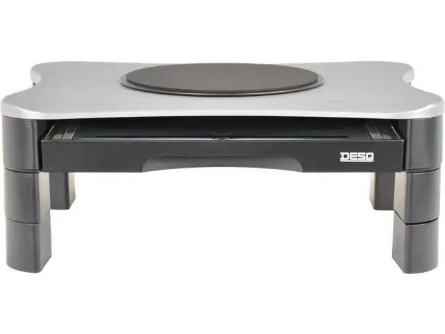 Monitorverhoger 2 Hoogte Standen 2 Lades Draaiplateau Zilver/Zwart