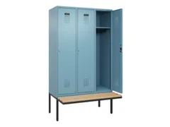 locker met bank,HxBxD 2120x1200x815mm,3vak,vak B 400mm,cilinderslot
