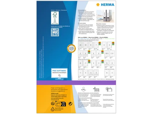 HERMA 10140 Rugetiket smal A4 192x38mm Verwijderbaar Wit 700 stuks