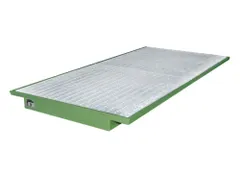 ophangbak,opvangvol. 200l,HxBxD 130x2650x915mm,m. rooster,staal