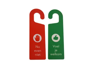 Kunststof deurhanger 250x75mm Voel je welkom - Nu even niet Rood/Groen - 1