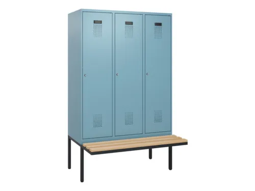 locker met bank,HxBxD 1950x1200x815mm,3vak,vak B 400mm,cilinderslot