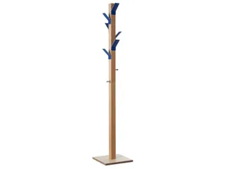 Staande kapstok 6jas-/2tashaken hout/polystyreen naturel/blauw - 2