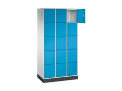 lockerkast,RAL 7035/RAL 5012,HxBxD 1950x920x500mm,3x5vakken,cil.-slot
