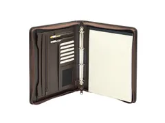 Schrijfmap Economy A4 Licht Generfd Ring+rits Bruin