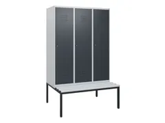 locker met bank,HxBxD 1950x1200x815mm,3vak,vak B 400mm,cil.-slot