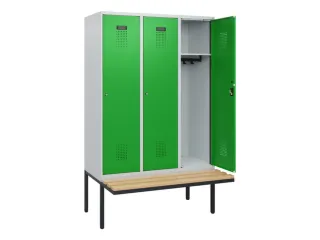 locker met bank,HxBxD 1950x1200x815mm,3vak,vak B 400mm,cilinderslot - 1