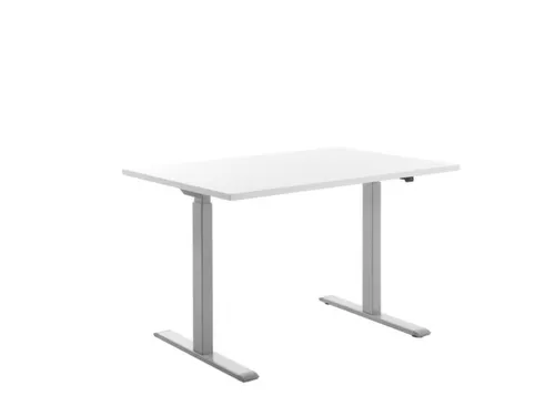 Elektrisch ihv bureau,HxBxD 700-1200x1200x800mm,blad wit,T-voet grijs