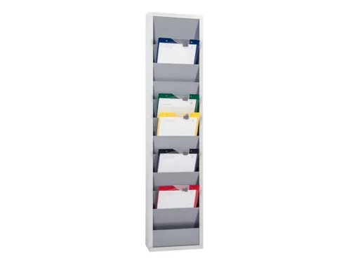 orderplanner,10vakken,HxBxD 1278x315x74mm,plank(en) plaatstaal,grijs