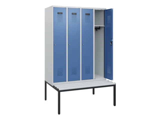 locker met bank,HxBxD 1950x1200x815mm,4vak,vak B 300mm,cilinderslot