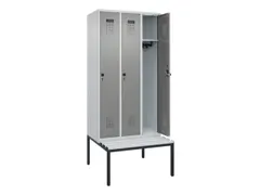 locker met bank,HxBxD 2120x900x815mm,3vak,vak B 300mm,draaigrendel
