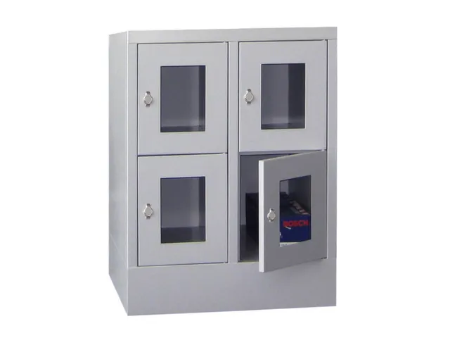 lockerkast,HxBxD 855x600x500mm,2x2vakken,RAL7035,front RAL3000