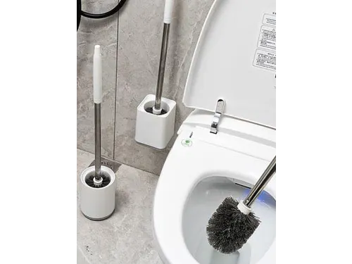 Kunststof toiletborstel wit met ronde voet en wandfunctie