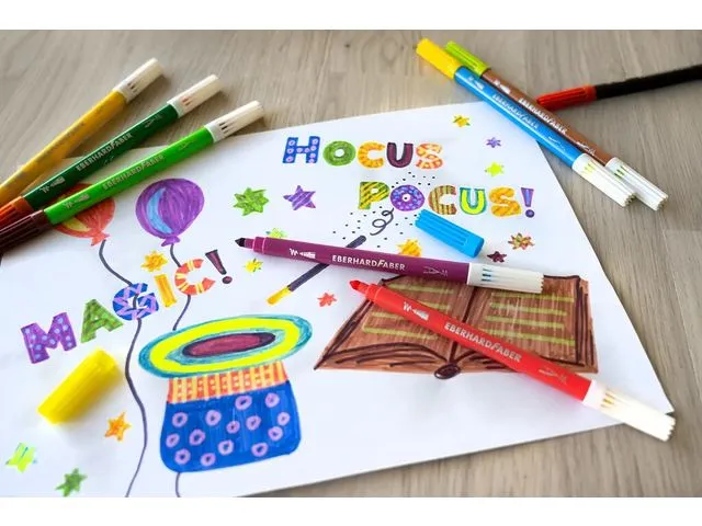Viltstift Eberhard Faber magic marker 9 kleuren en 1 tovermarker