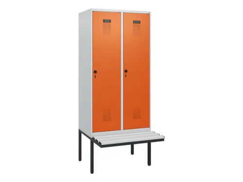 locker met bank,HxBxD 1950x800x815mm,2vak,vak B 400mm,draaigrendel