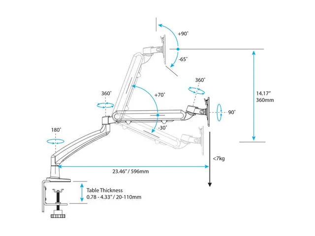Bras 1 écran Reglable pour bureau