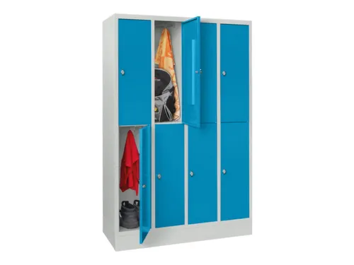 lockerkast,HxBxD 855x1200x500mm,4x2vakken,RAL7035,front RAL5012