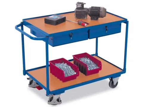 Tafelwagen 250kg 1000x600mm 2 Etages 2 Laden Houten Plaat