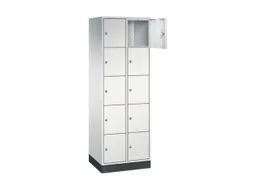 lockerkast,RAL 7035,HxBxD 1950x620x500mm,2x5vakken,cil.-slot,sokkel
