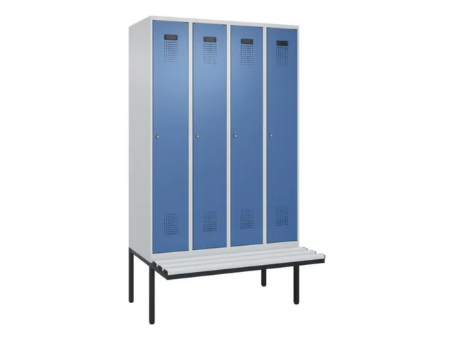 locker met bank,voor scheiding van kleding,HxBxD 2120x1200x815mm,4vak