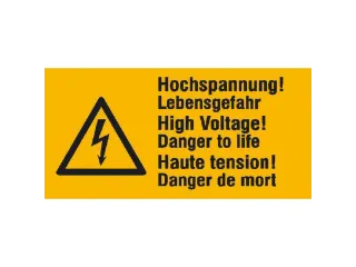 waarschuwings-combibord,Hoogspanning levensgevaar,PVC,HxB 32x65mm - 1