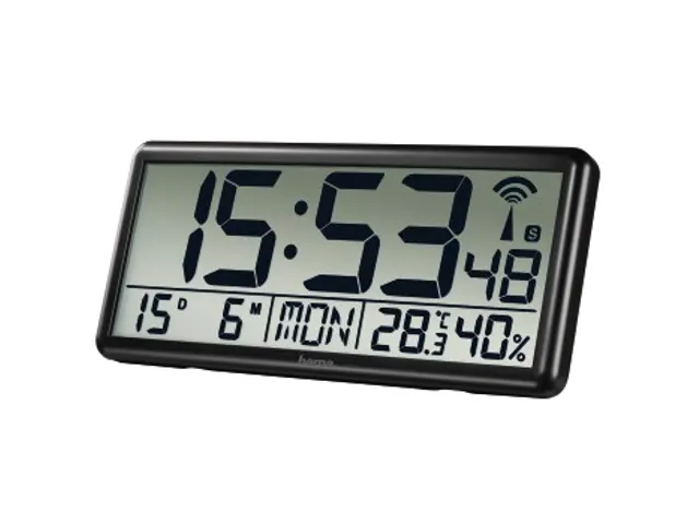 Digitale radiogestuurde wandklok Jumbo, zwart