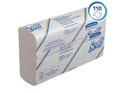 Handdoek Scott Slimfold m-vouw 1-laags 19x29,5cm wit 16x110stuks 5856
