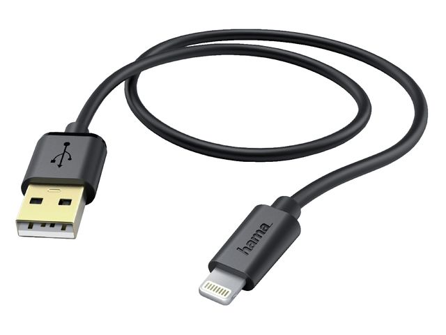 Kabel Hama USB Lightning - USB-A 1.50 meter zwart | HardwareKabel.nl