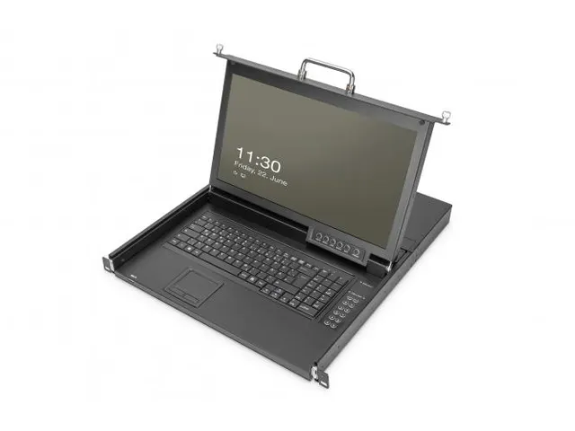 17'' HD LCD KVM-console 16-poorts CAT5 touchpad Italiaans toetsenbord