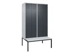 PBM-locker met bank,HxBxD 2120x1200x815mm,4vak,vak B 300mm,cil.-slot