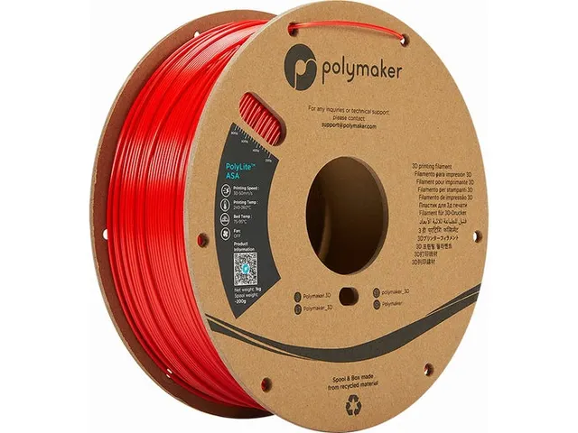 ASA 1,75mm rood 1kg PolyLite 3D Filament