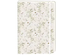 Notitieboek witte bloemen A5 lijn 92 pagina's softcover creme