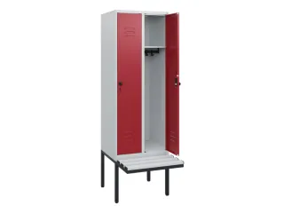 locker met bank,HxBxD 1950x600x815mm,2vak,vak B 300mm,draaigrendel - 2