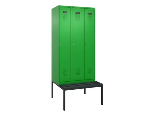 locker met bank,HxBxD 2120x900x815mm,3vak,vak B 300mm,cilinderslot