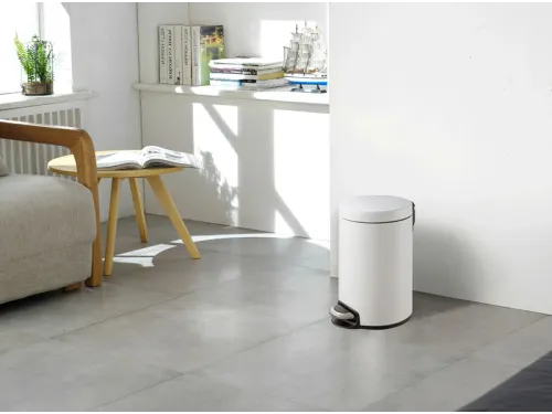 Serene pedaalemmer 12 liter met Metalen Binnenemmer Wit