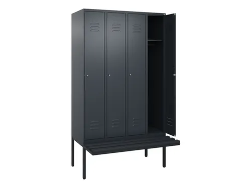 locker met bank,HxBxD 2120x1200x815mm,4vak,vak B 300mm,cil.-slot