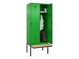 locker met bank,HxBxD 2120x800x815mm,2vak,vak B 400mm,draaigrendel