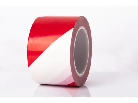 tape,standaardkleur,PVC,rood/wit,band LxB 30mx50mm