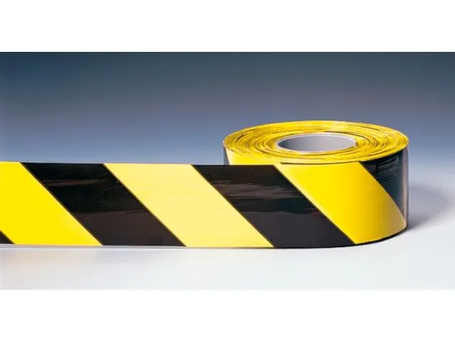Afzetlint Pe L 500 M B 80 Mm Bedrukt Geel/zwart Gestreept