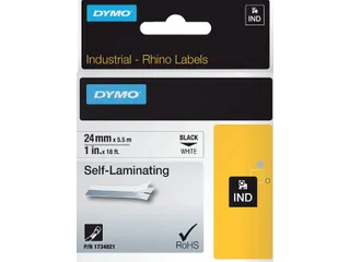 Labeltape Rhino 1734821 Vinyl 24mmx5.5m Zwart Op Wit - 1